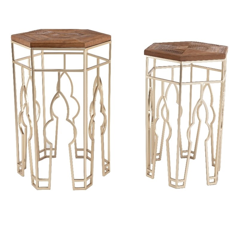 Boraam Genevieve Nesting Tables - Set of 2 Gold & Natural