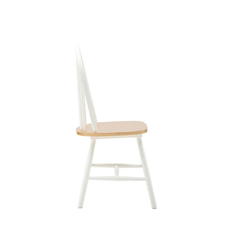 Boraam Farmhouse Dining Chair in White and Natural (Set of Two)