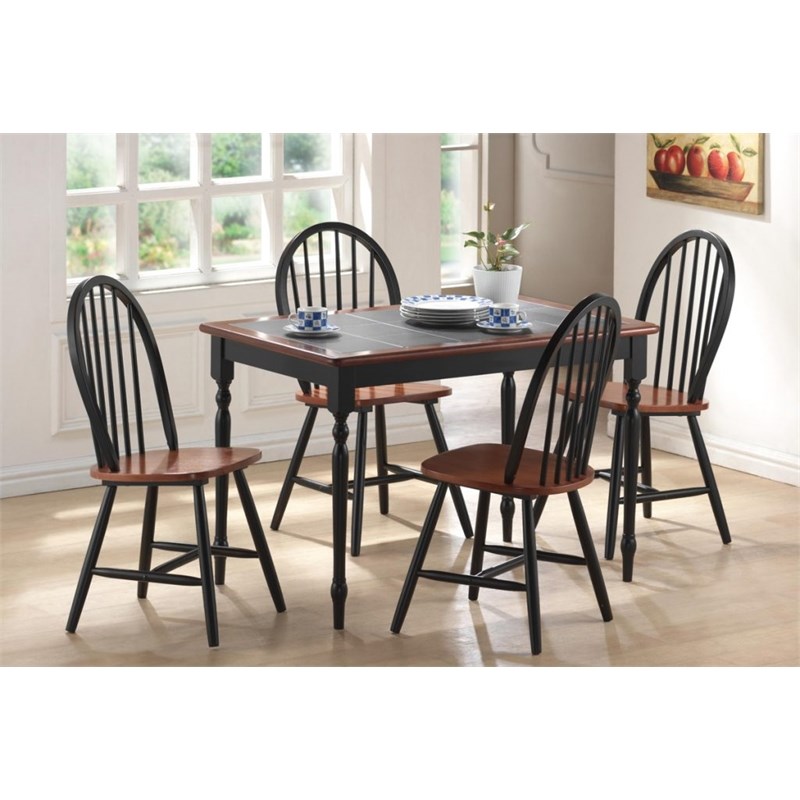Boraam Farmhouse  Dining Chair in Black and Cherry (Set of Two)