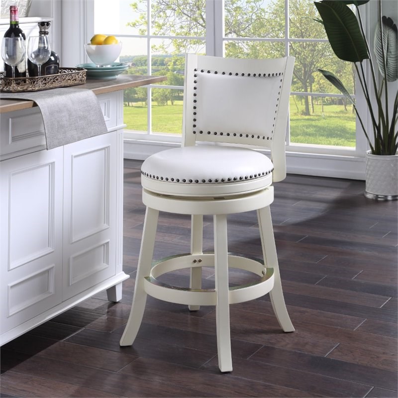 Boraam 24" Bristol Swivel Bar Stool in White Homesquare