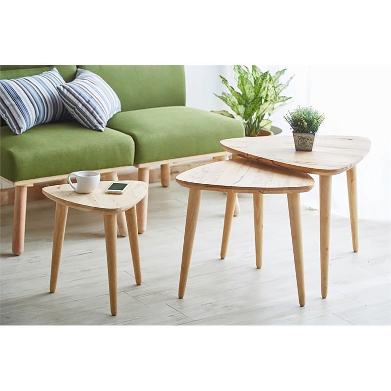 natural wood nesting tables