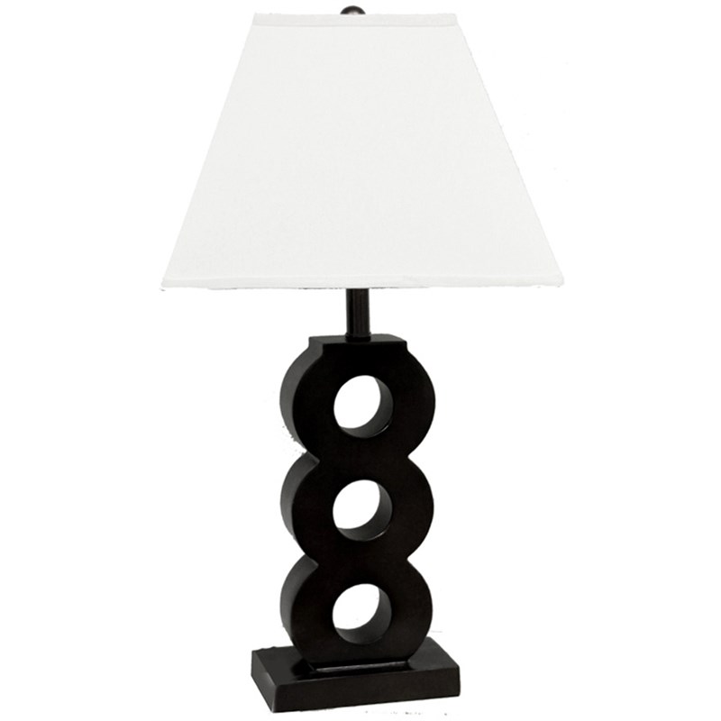 Modern Wood Table Lamp With White Shade, Chocolate Table Lamp Shade