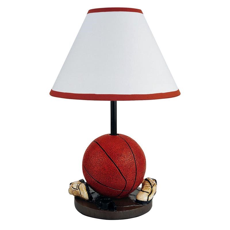 ORE International Basketball Polyresin Table Lamp with Cone Shade in Orange