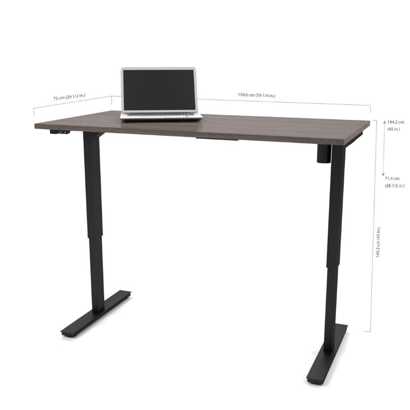 Bestar Electric Height Adjustable Work Table in Bark Gray