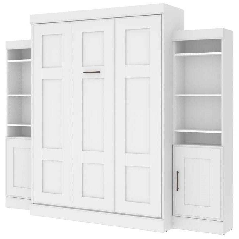 Bestar Edge Queen Wall Bed with Storage in White Homesquare