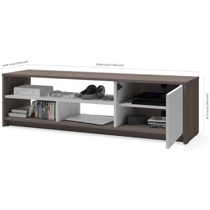 Bestar Small Space 2 Piece Entertainment Set in Bark Gray