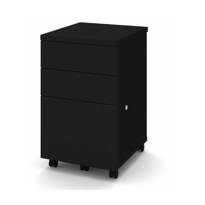 Bestar 3 Drawer Mobile File Pedestal in Black