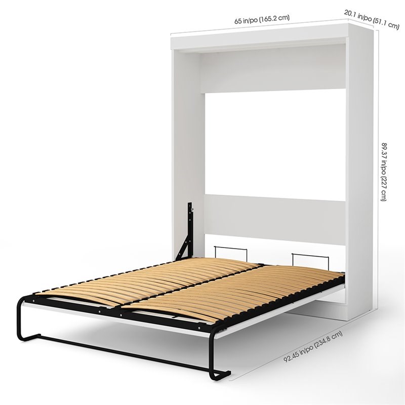 Bestar Edge Queen Wall Bed with 2 Drawer Storage Unit in White