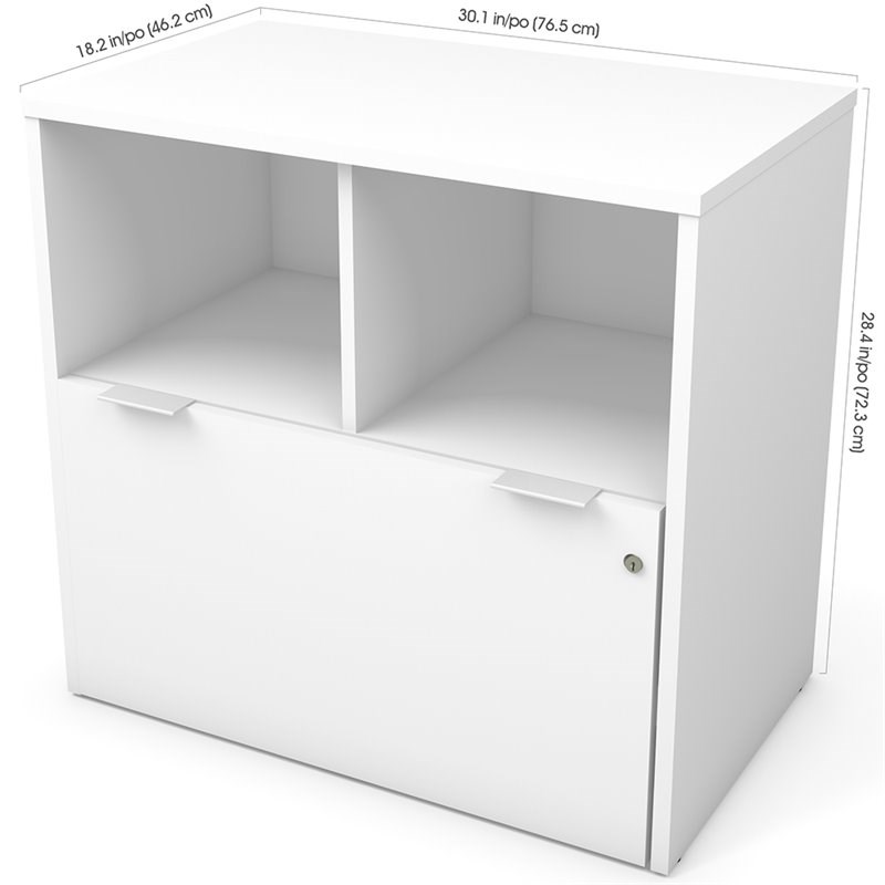 Bestar i3 Plus 1 Drawer Lateral File Cabinet in White