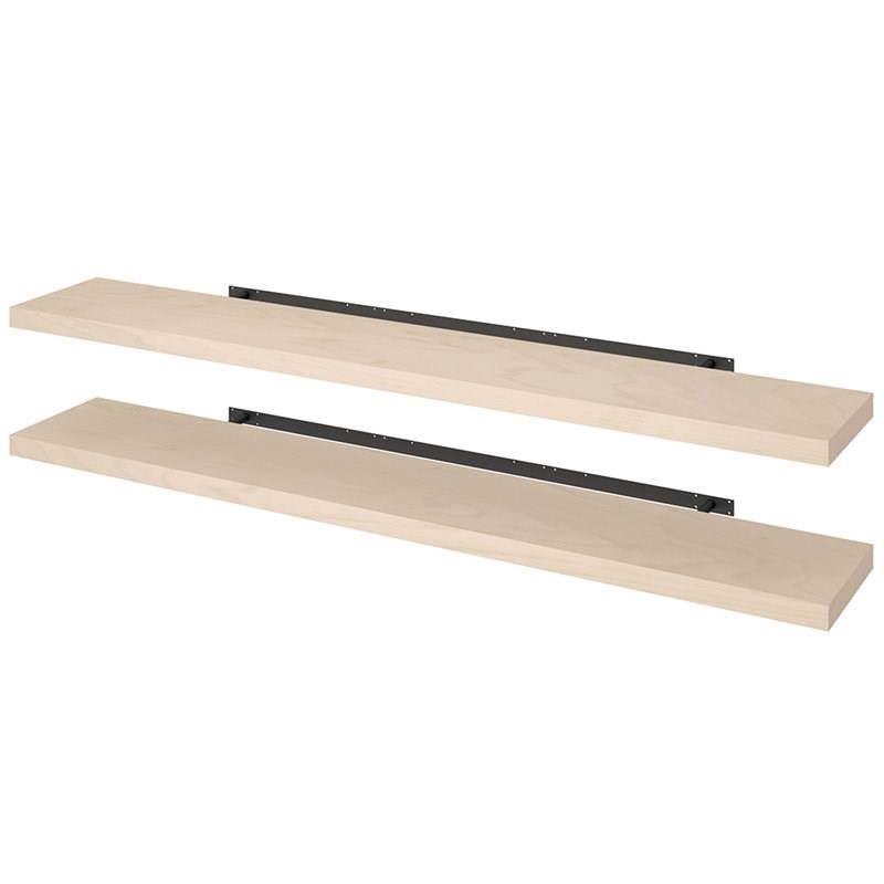 Bestar 72" Lightweight Floating Wall Shelf in Natural (Set of 2