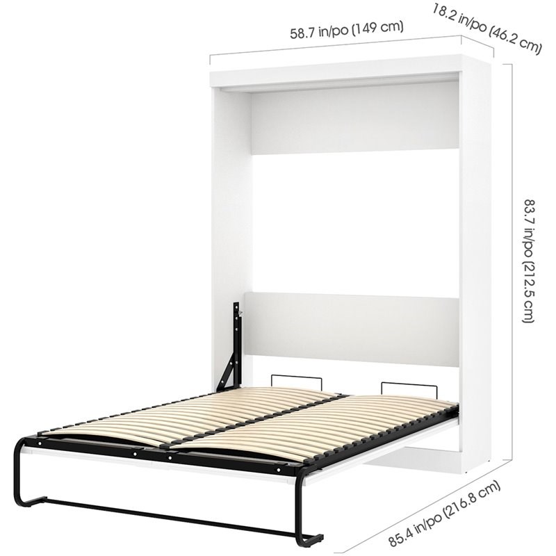 Bestar Pur 2 Piece Full Wall Bed Set in White and Gray