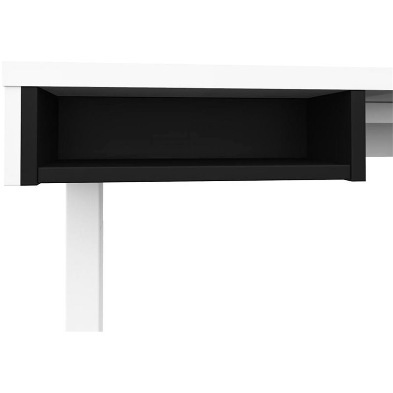 Bestar Pro-Vega L Shaped Adjustable Standing Desk in White and Black
