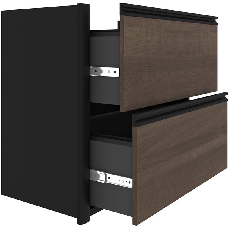 Bestar Connexion 2 Drawer Add On Lateral File Cabinet in Antigua and Black
