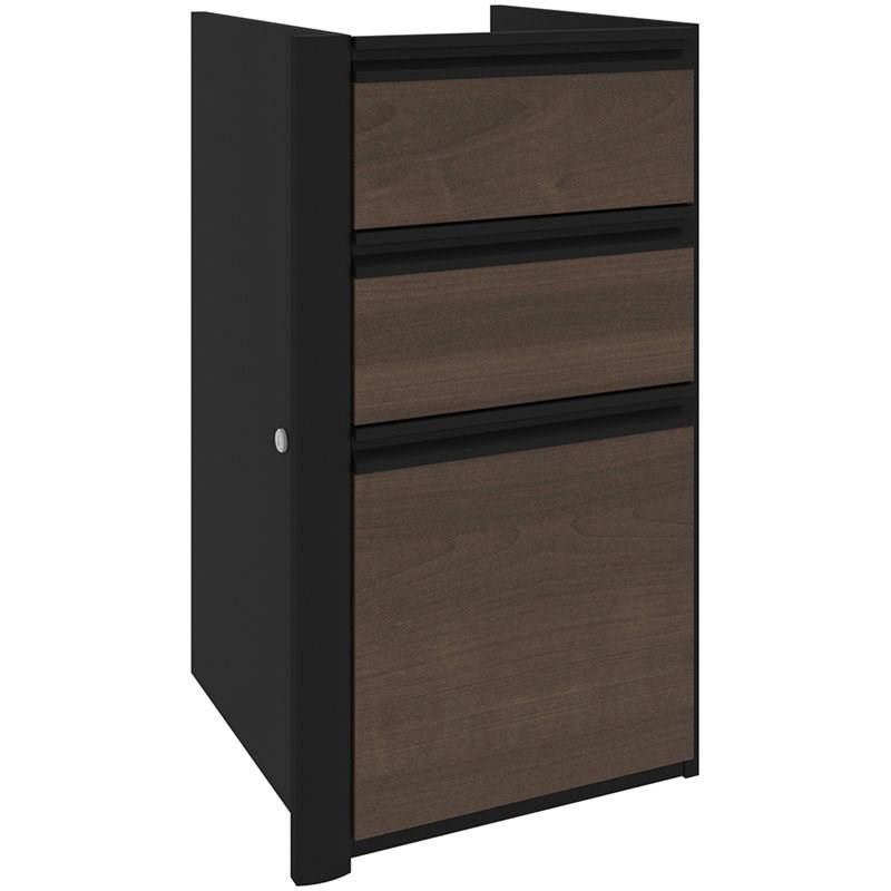 Bestar Connexion 3 Drawer Add On File Cabinet in Antigua and Black