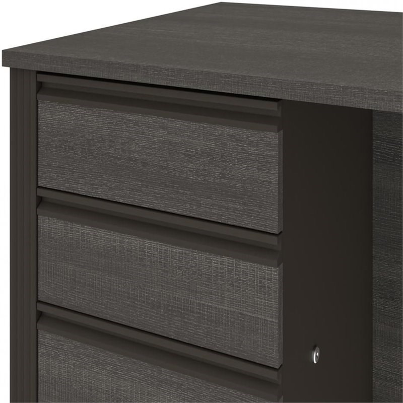 Bestar Prestige Plus 3 Drawer Add On File Cabinet in Bark Gray and Slate