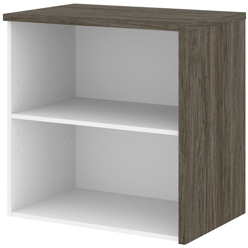Bestar Gemma 2 Shelf Bookcase in Walnut Gray and White