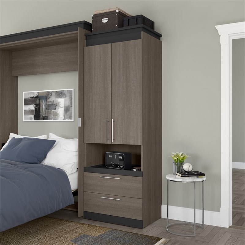 Bestar Orion 30" Storage with PullOut Shelf in Bark Gray and