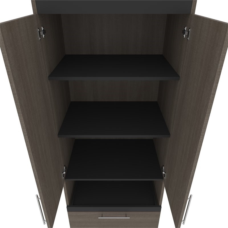 Bestar Orion 30" Storage with PullOut Shelf in Bark Gray and