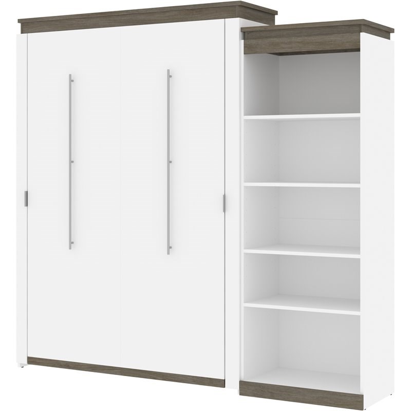 Bestar Orion 95 Queen Murphy Bed With Bookcase In White 116882 000017