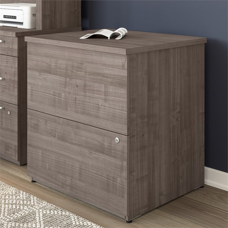 Bestar Logan 2-Drawer Engineered Wood Lateral File Cabinet in Medium Gray Maple