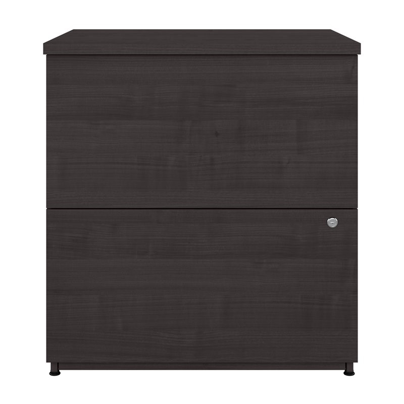 Bestar Ridgeley 2-Drawer Engineered Wood Lateral File Cabinet in Charcoal Maple