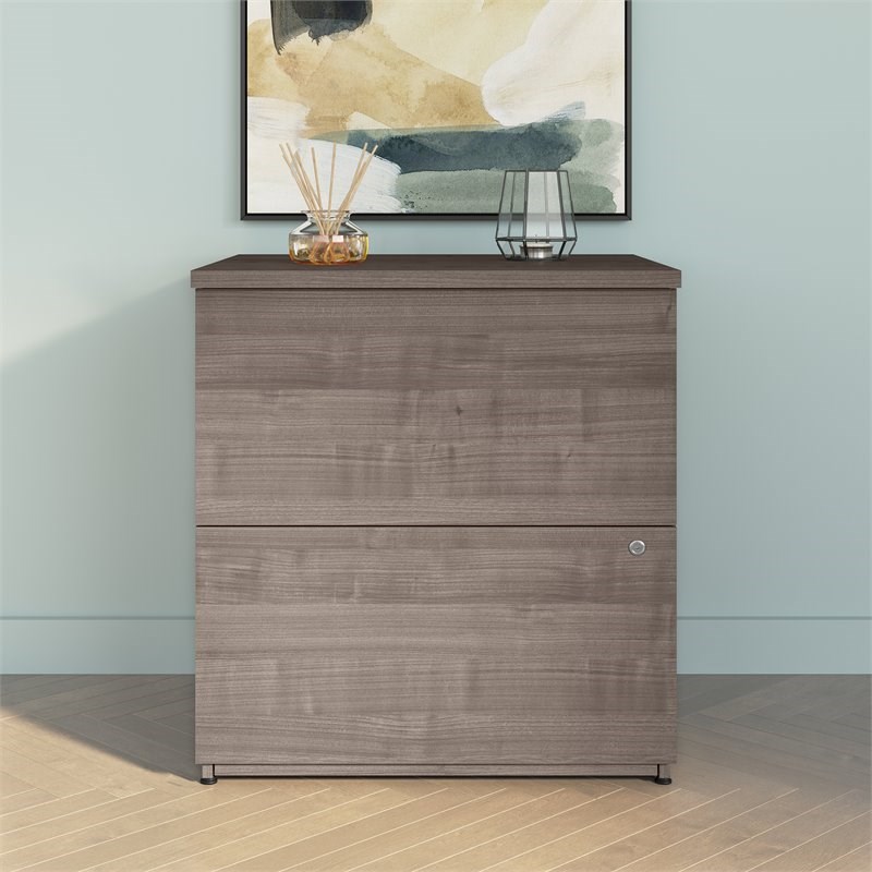 Bestar Ridgeley 2-Drawer Engineered Wood Lateral File Cabinet in Gray Maple