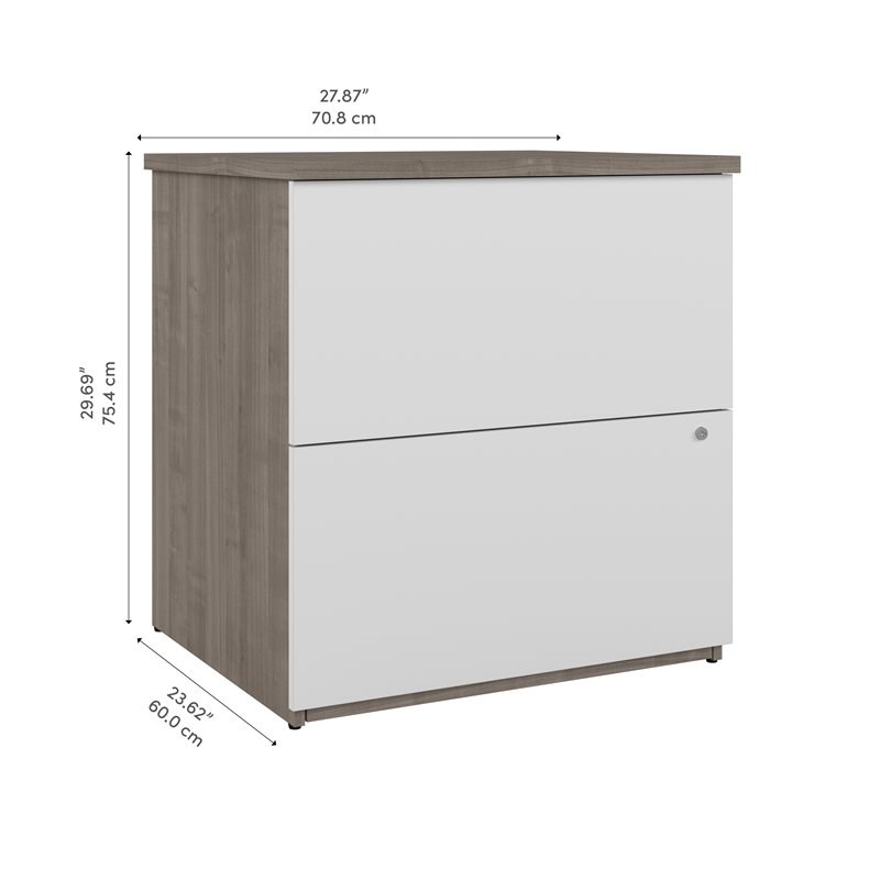 Bestar Ridgeley 2-Drawer Engineered Wood Lateral File Cabinet in Maple/White