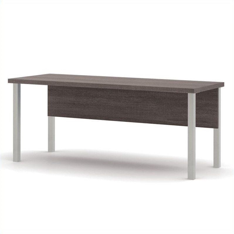 Bestar Pro-Linea Table with Metal Legs in Bark Grey