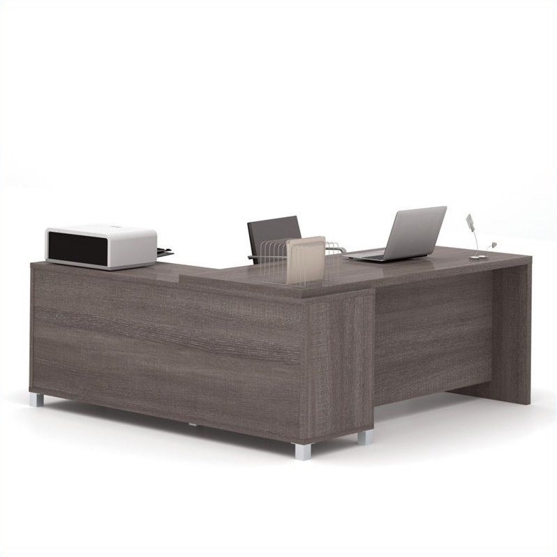 Bestar Pro-Linea L Shape Desk in Bark Grey
