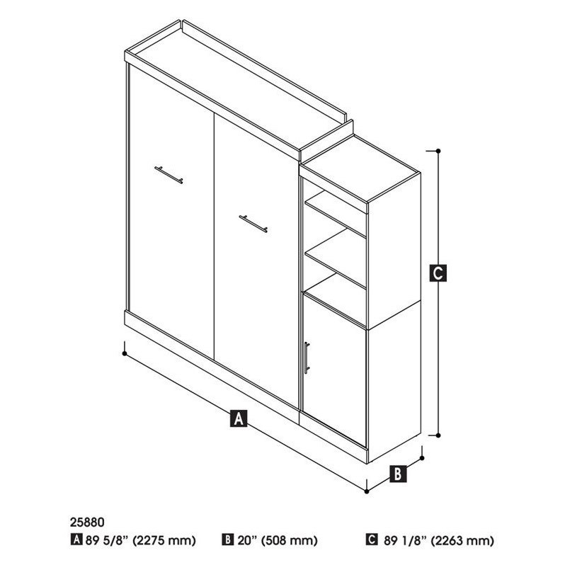 Bestar Nebula 90 Queen Wall Bed Kit In Bark Grey 25880 47 - Nebula 90 Queen Wall Bed Kit Bestar Nebula 90 Queen Wall Bed Kit In Bark Grey 25880 47 - Nebula 90 Queen Wall Bed Kit