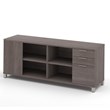 Bestar Pro Linea Credenza with Three Drawers in Bark Grey