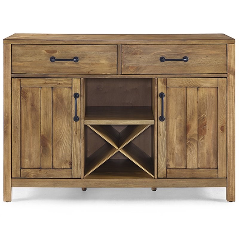 Crosley Roots 2 Drawer Wine Rack Buffet in Natural