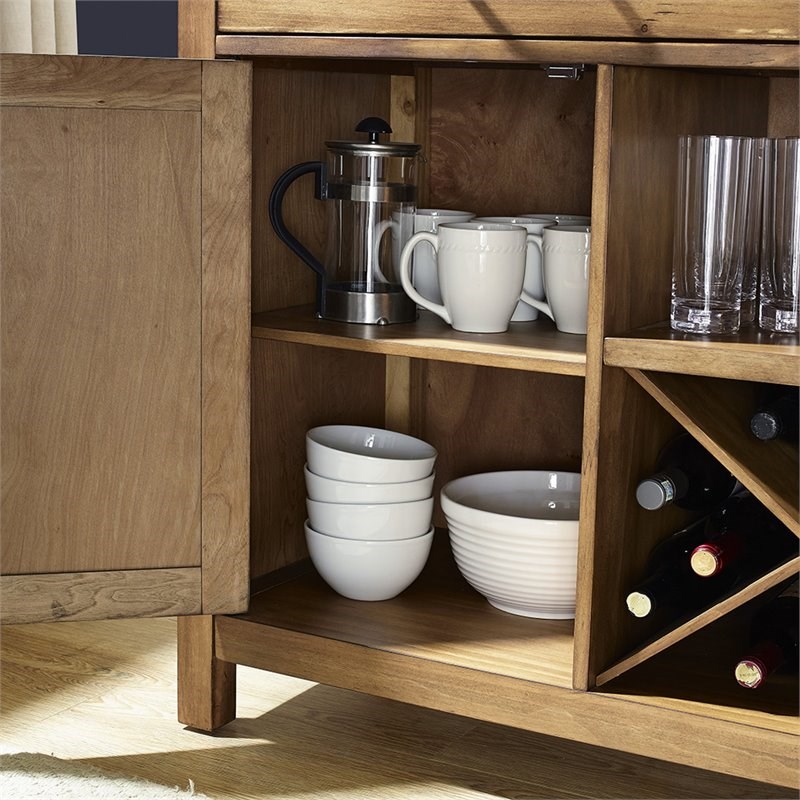Crosley Roots 2 Drawer Wine Rack Buffet in Natural