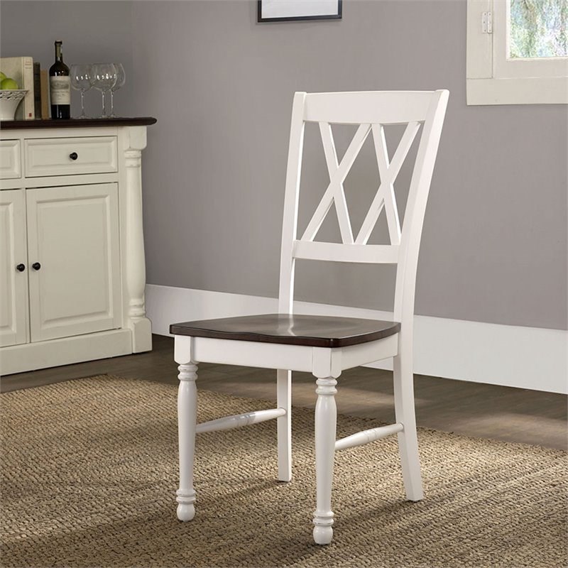 crosley shelby turned leg dining side chair in white (set of 2