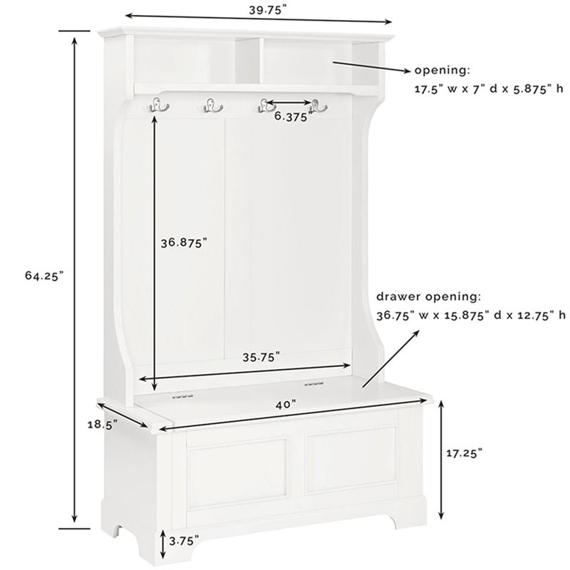 Crosley Campbell Hall Tree in White Homesquare