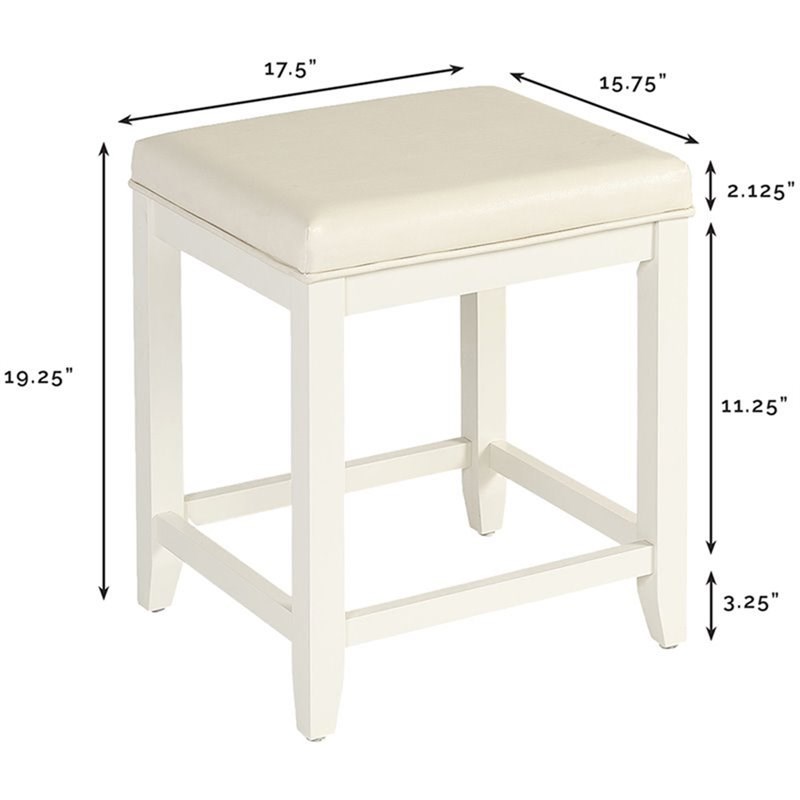 white leather vanity stool
