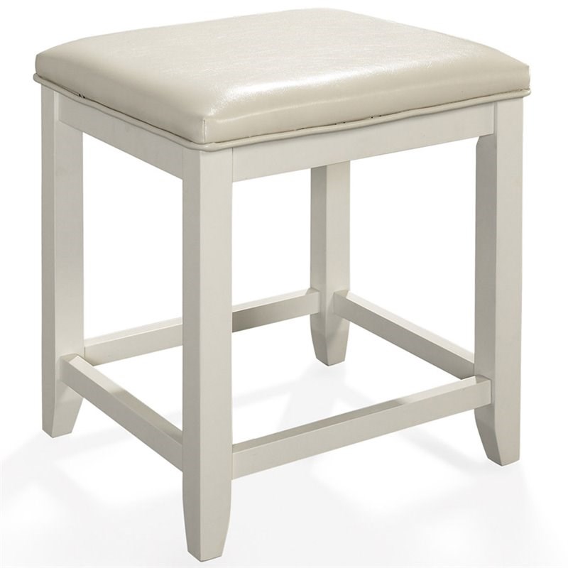 crosley vista faux leather vanity stool in white cf7007wh