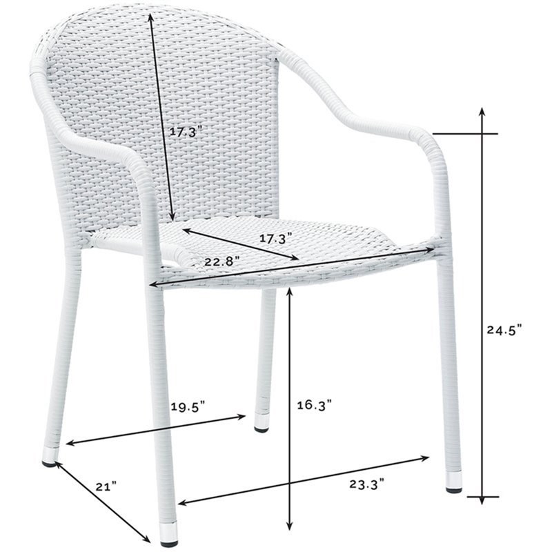 Crosley Palm Harbor Wicker Patio Stackable Chair in White (Set of 4)