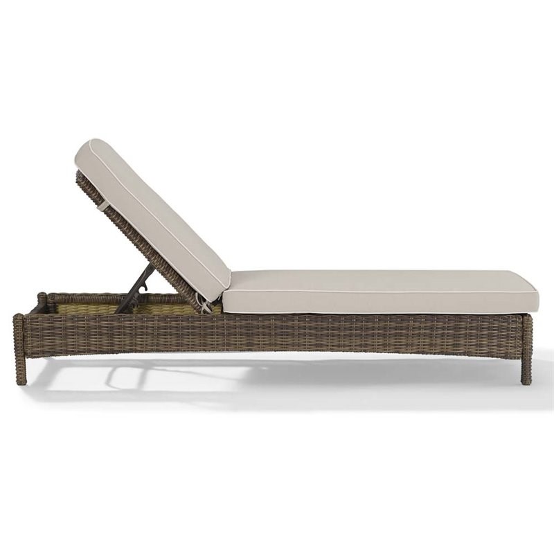 Crosley Bradenton Wicker Patio Chaise Lounge in Brown and Sand