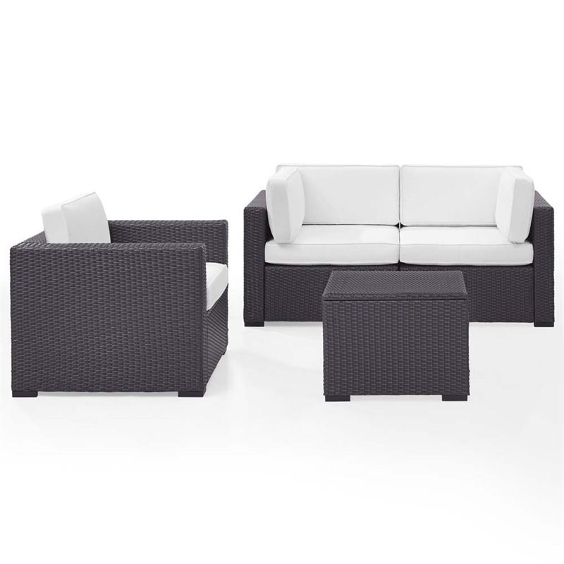 Crosley Biscayne 4 Piece Wicker Patio Sofa Set in Brown and White