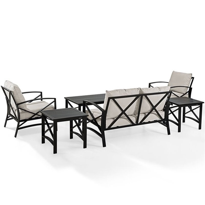 Crosley Kaplan 6 Piece Patio Sofa Set in Oil Rubbed Bronze and Oatmeal