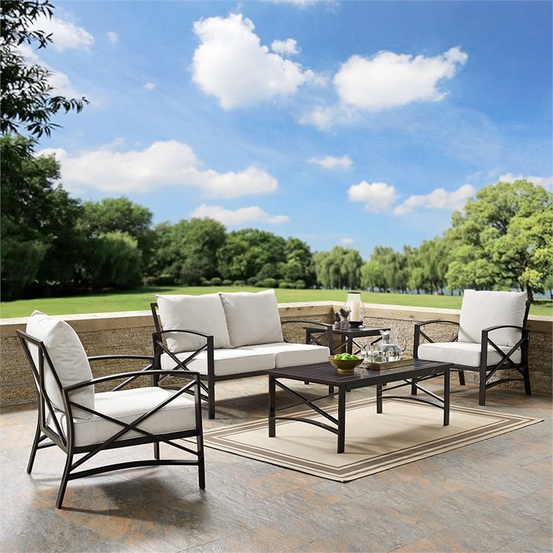 Crosley Kaplan 5 Piece Patio Sofa Set in Oil Rubbed Bronze and Oatmeal