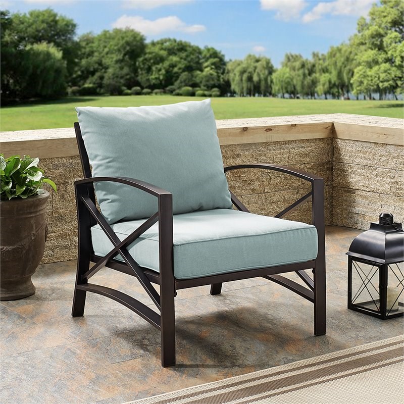 crosley kaplan metal patio arm chair in oil bronze and mist ko60007bzmi
