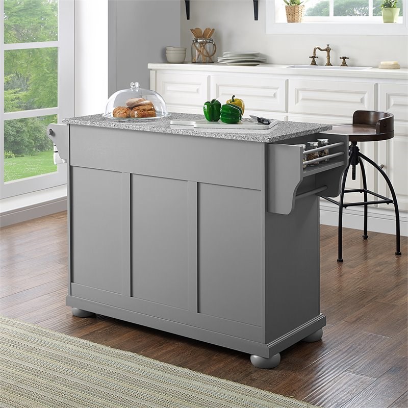 Crosley Alexandria Gray Granite Top Kitchen Island in Vintage Gray