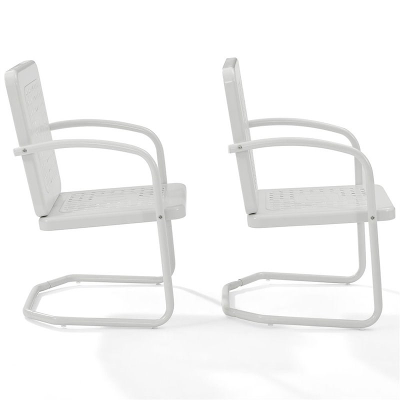 Crosley Bates Metal Patio Chair in White (Set of 2)