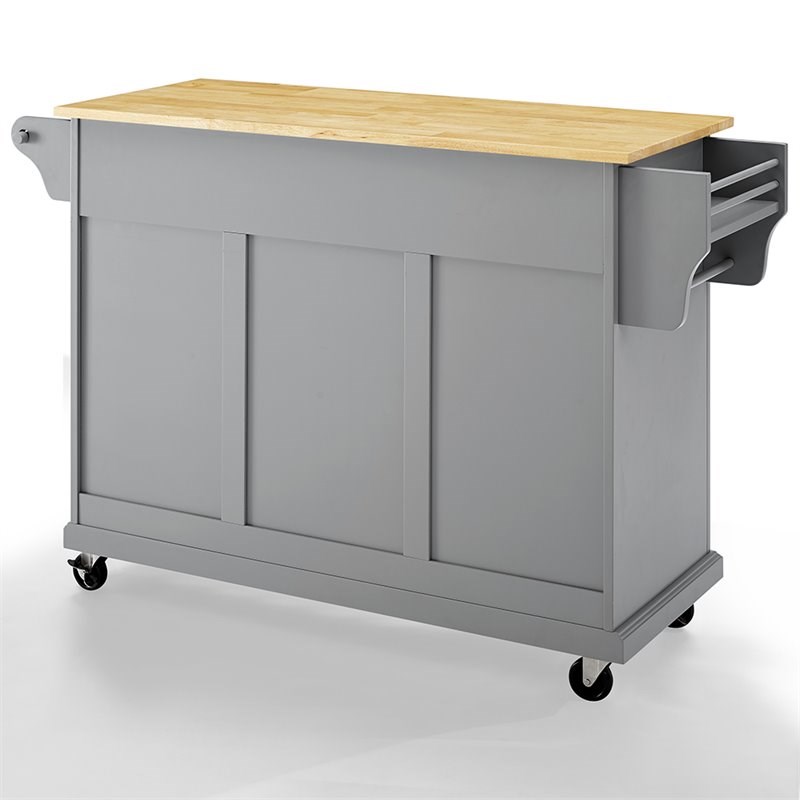 Crosley Natural Wood Top Kitchen Cart in Gray Homesquare