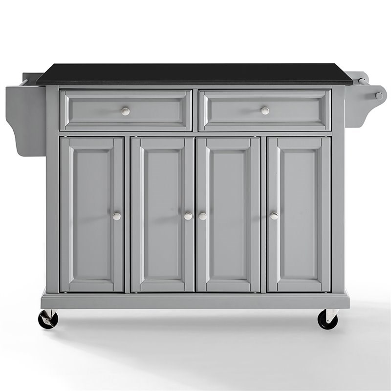 Crosley Black Granite Top Kitchen Cart in Gray Homesquare