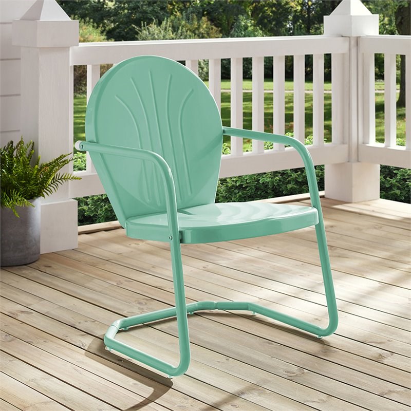 Crosley Griffith Metal Patio Chair in Aqua | Homesquare