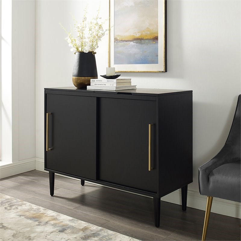 Crosley Everett Media Console Table in Matte Black Homesquare