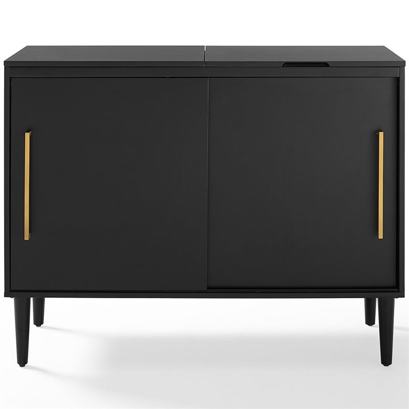 Crosley Everett Media Console Table in Matte Black Homesquare